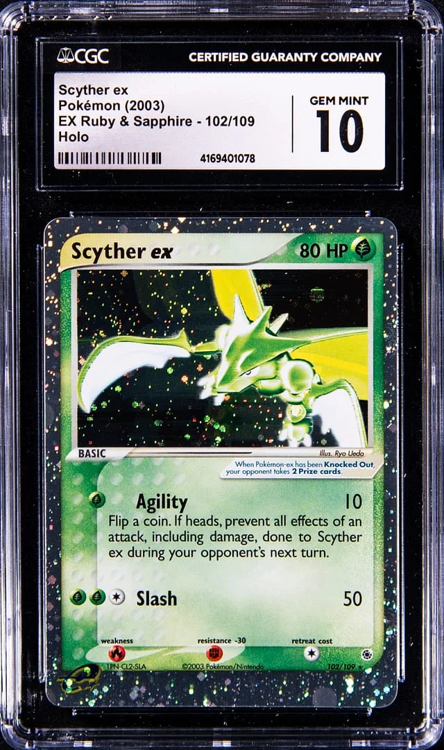 2003 Pokemon Holofoil - EX Ruby & Sapphire Scyther ex #102 card image