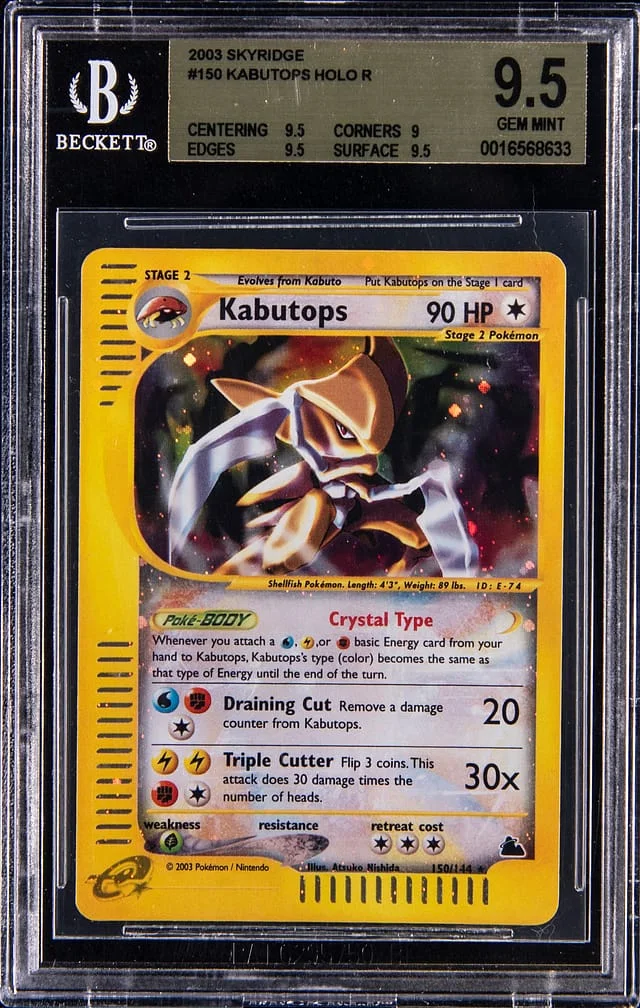 2003 Pokemon Skyridge Holo Crystal Kabutops #150 card image