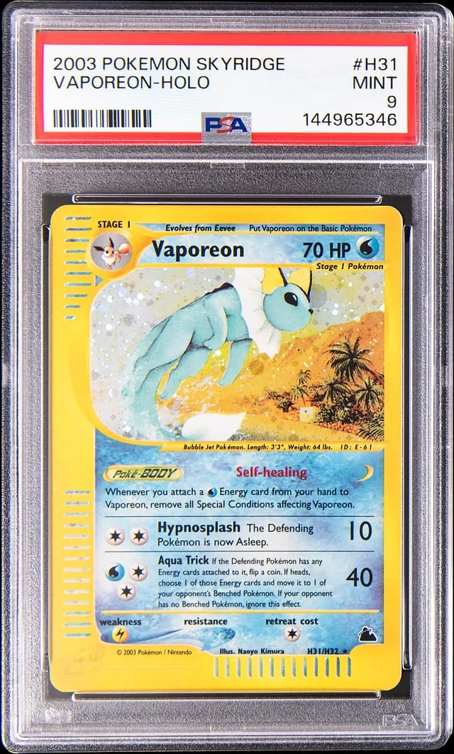 2003 Pokemon Skyridge Holo Vaporeon Holo #H31 card image