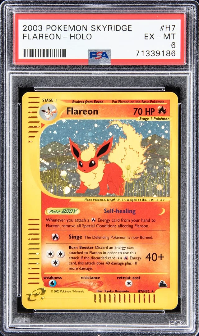 2003 Pokemon Skyridge Rare Holofoil Flareon #H7 card image