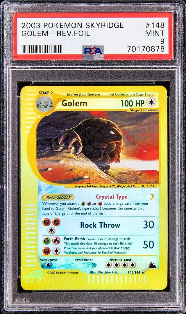 2003 Pokemon Skyridge Reverse Foil Crystal Golem #148 card image