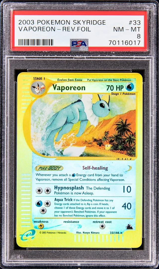 2003 Pokemon Skyridge Reverse Holo Vaporeon #33 card image