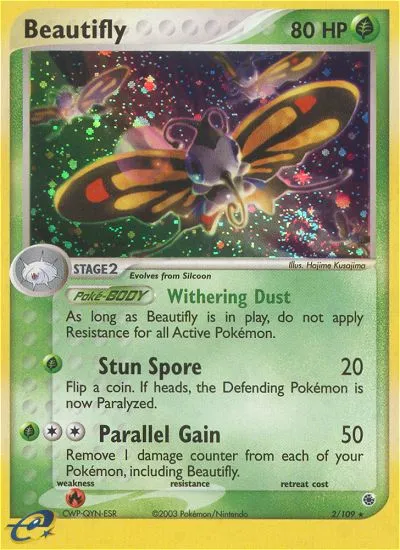 2003 Ruby & Sapphire Beautifly Rare Holo #002/109 Rare Holo card image