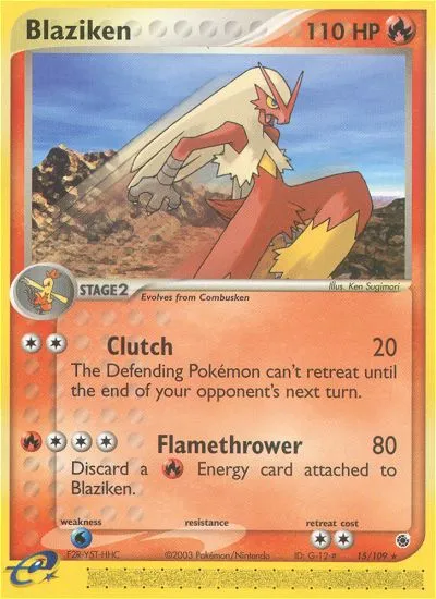 2003 Ruby & Sapphire Blaziken #015/109 Rare card image