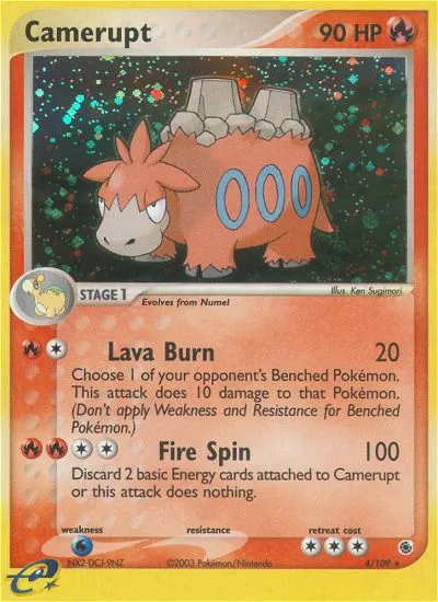 2003 Ruby & Sapphire Camerupt Rare Holo #004/109 Rare Holo card image