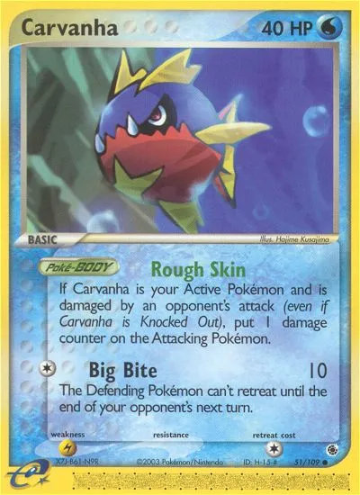 2003 Ruby & Sapphire Carvanha Common #051/109 Common card image