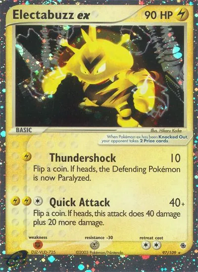 2003 Ruby & Sapphire Electabuzz ex Rare Holo EX #097/109 Rare Holo EX card image