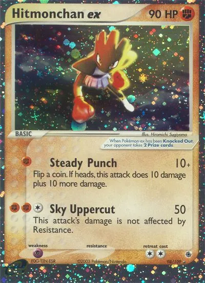 2003 Ruby & Sapphire Hitmonchan ex Rare Holo EX #098/109 Rare Holo EX card image