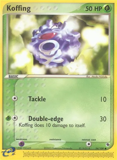2003 Ruby & Sapphire Koffing Common #054/109 Common card image