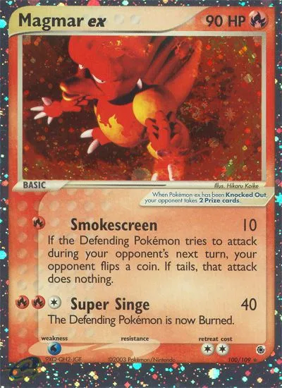 2003 Ruby & Sapphire Magmar ex Rare Holo EX #100/109 Rare Holo EX card image