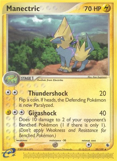 2003 Ruby & Sapphire Manectric #039/109 Uncommon card image