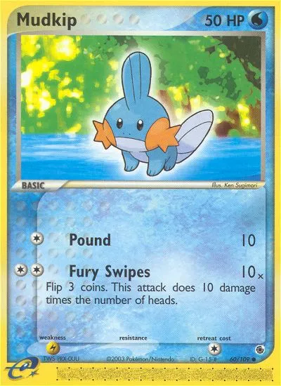2003 Ruby & Sapphire Mudkip Common #059/109 Common card image