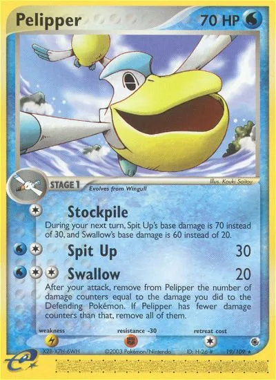 2003 Ruby & Sapphire Pelipper Rare #019/109 Rare card image