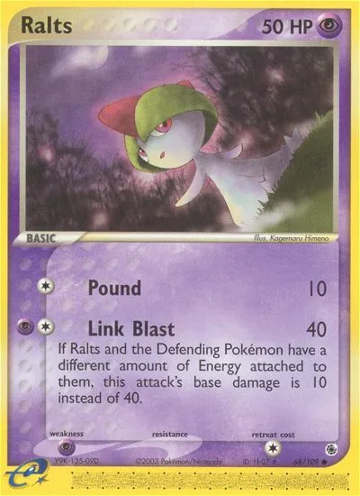 2003 Ruby & Sapphire Ralts Common #066/109 Common card image