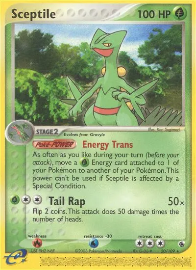 2003 Ruby & Sapphire Sceptile #020/109 Rare card image