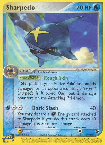 2003 Ruby & Sapphire Sharpedo Rare #022/109 Rare card image