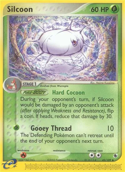 2003 Ruby & Sapphire Silcoon Uncommon #043/109 Uncommon card image
