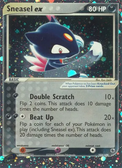2003 Ruby & Sapphire Sneasel ex Rare Holo EX #103/109 Rare Holo EX card image