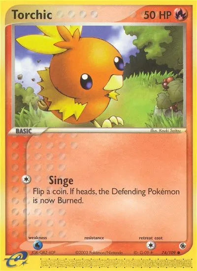 2003 Ruby & Sapphire Torchic Common #073/109 Common card image
