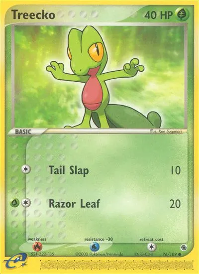 2003 Ruby & Sapphire Treecko #076/109 Common card image