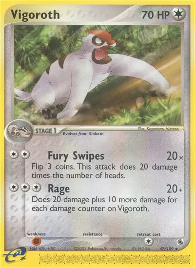2003 Ruby & Sapphire Vigoroth Uncommon #047/109 Uncommon card image