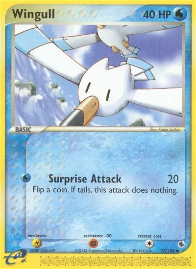 2003 Ruby & Sapphire Wingull Common #077/109 Common card image