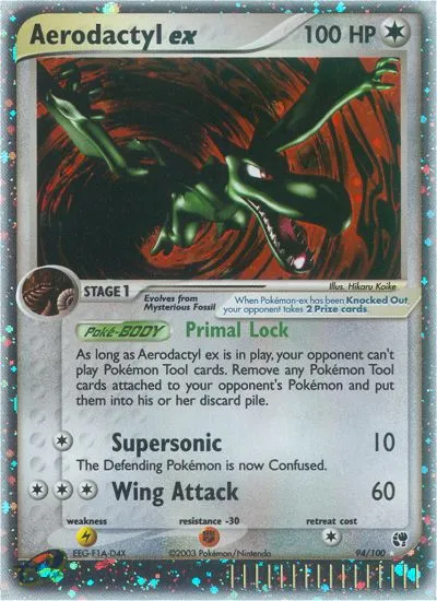 2003 Sandstorm Aerodactyl ex #094/100 Rare Holo EX card image