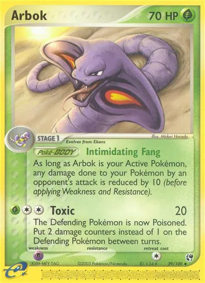 2003 Sandstorm Arbok Uncommon #029/100 Uncommon card image