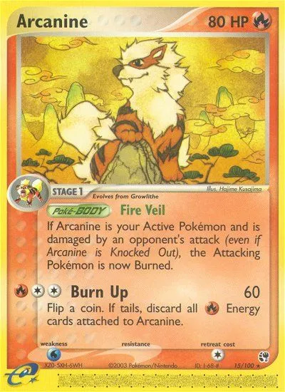 2003 Sandstorm Arcanine Rare #015/100 Rare card image