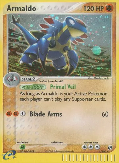 2003 Sandstorm Armaldo Rare Holo #001/100 Rare Holo card image