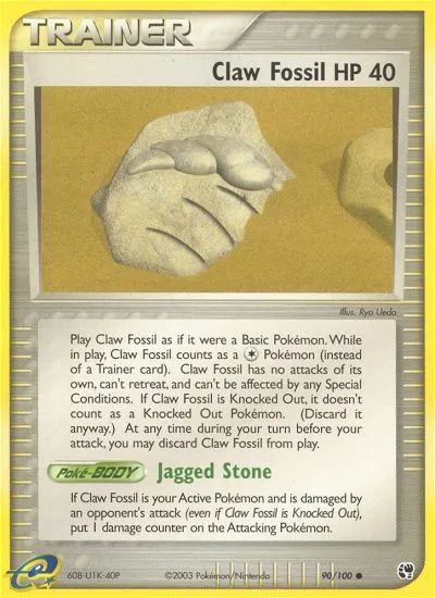 2003 Sandstorm Claw Fossil #090/100 Common card image