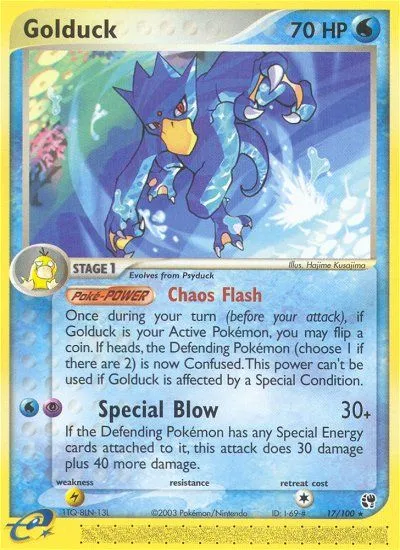 2003 Sandstorm Golduck #017/100 Rare card image