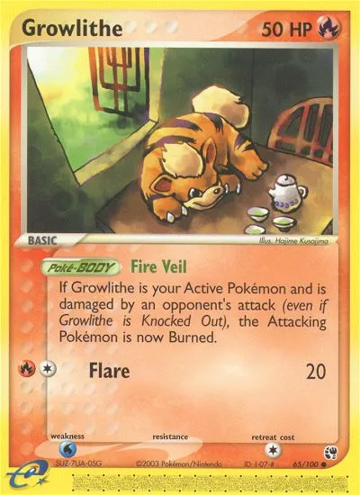 2003 Sandstorm Growlithe Common #065/100 Common card image