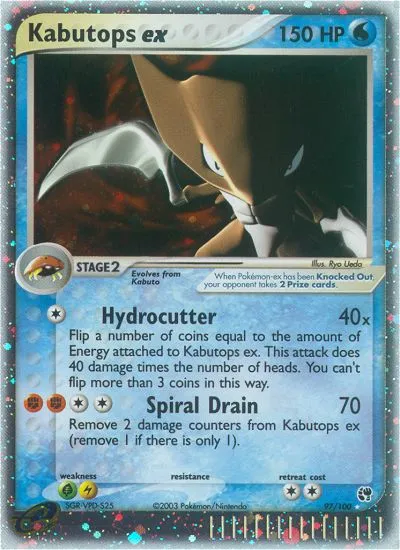 2003 Sandstorm Kabutops ex #097/100 Rare Holo EX card image
