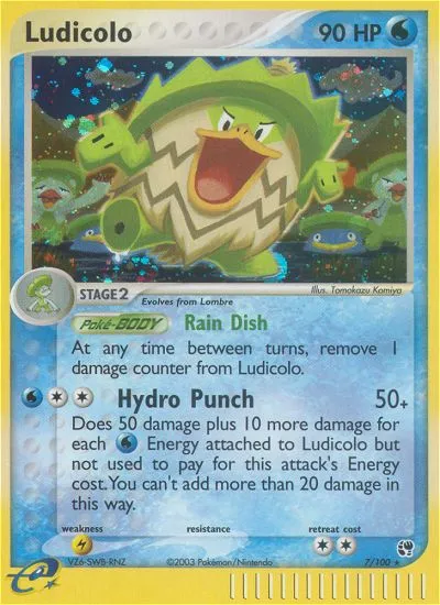 2003 Sandstorm Ludicolo #007/100 Rare Holo card image
