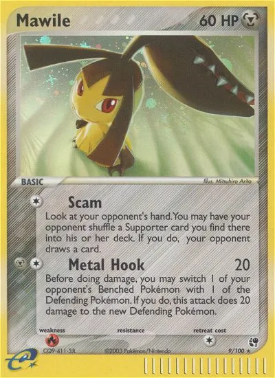 2003 Sandstorm Mawile #009/100 Rare Holo card image