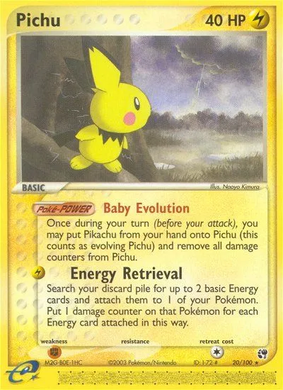 2003 Sandstorm Pichu Rare #020/100 Rare card image