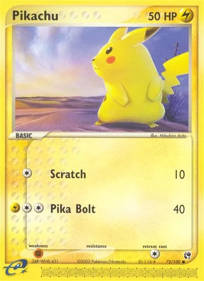 2003 Sandstorm Pikachu Common #072/100 Common card image