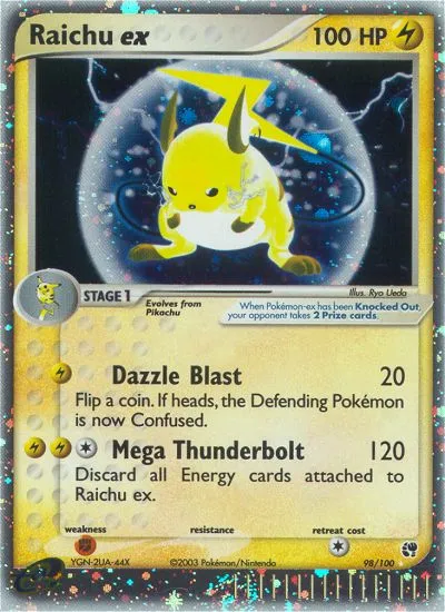 2003 Sandstorm Raichu ex #098/100 Rare Holo EX card image