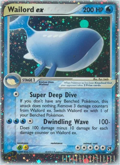 2003 Sandstorm Wailord ex Rare Holo EX #100/100 Rare Holo EX card image
