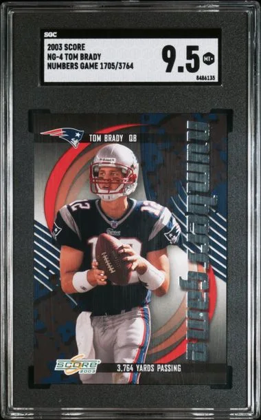 2003 Score Tom Brady Numbers Game #NG-4 card image