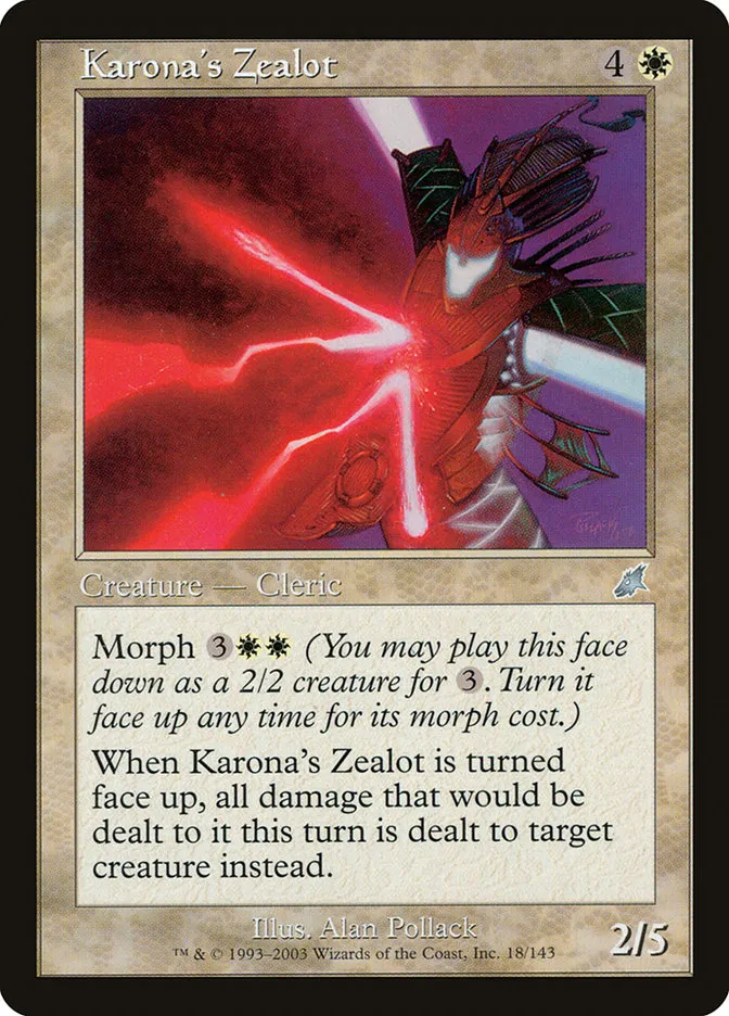 2003 Scourge Karona's Zealot uncommon #18 unlisted card image
