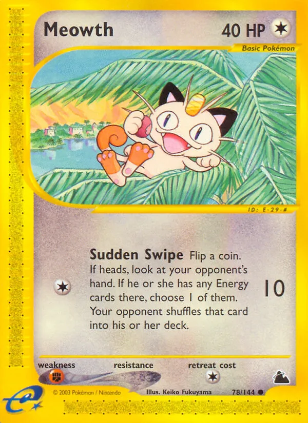 2003 Skyridge Meowth Common #078/144 Common card image