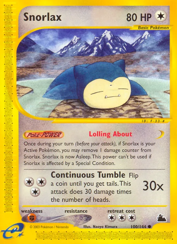 2003 Skyridge Snorlax Common #100/144 Common card image