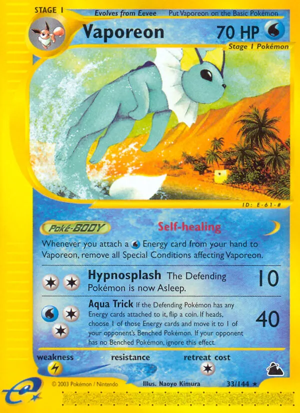 2003 Skyridge Vaporeon #H31 Rare Holo card image