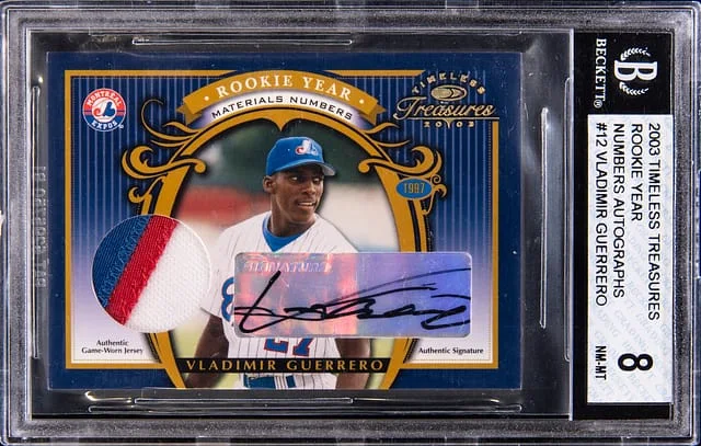 2003 Timeless Treasures Year Numbers Autographs Vladimir Guerrero #12 card image