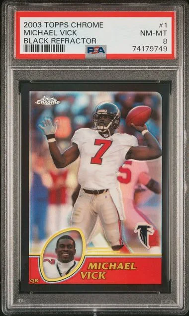 2003 Topps Chrome Black Michael Vick Refractor #1 card image
