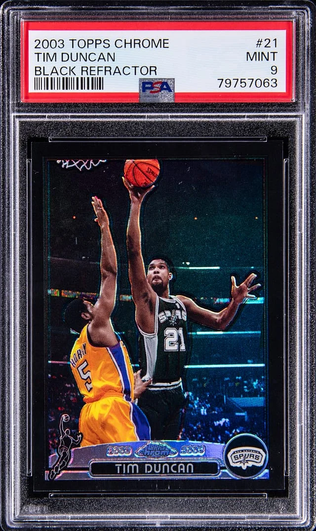 2003 Topps Chrome Black Tim Duncan Refractor #21 card image