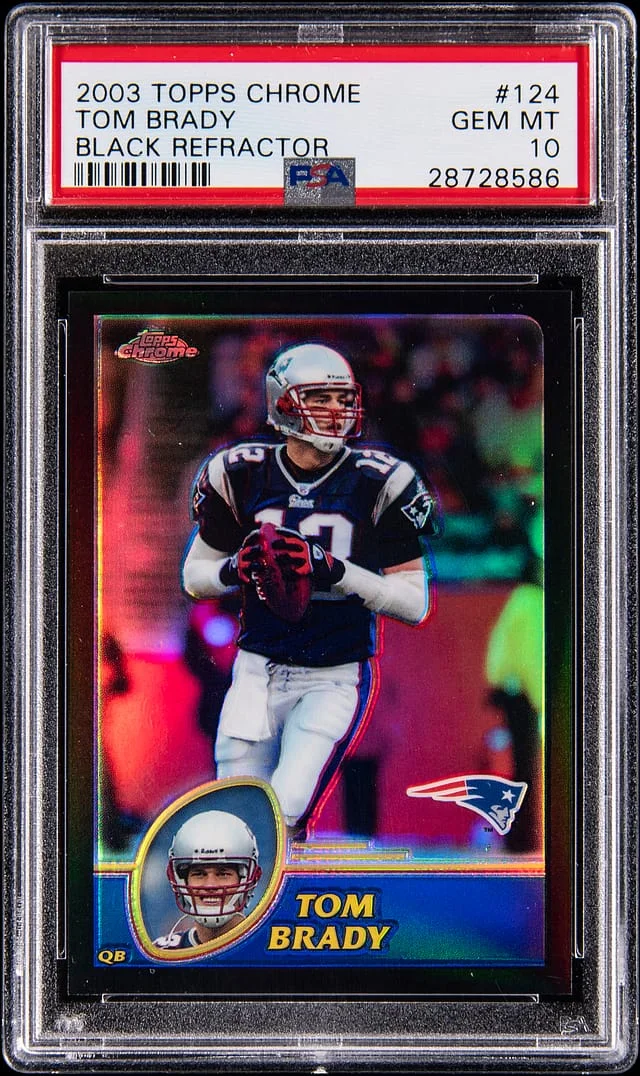 2003 Topps Chrome Black Tom Brady Refractor #124 card image