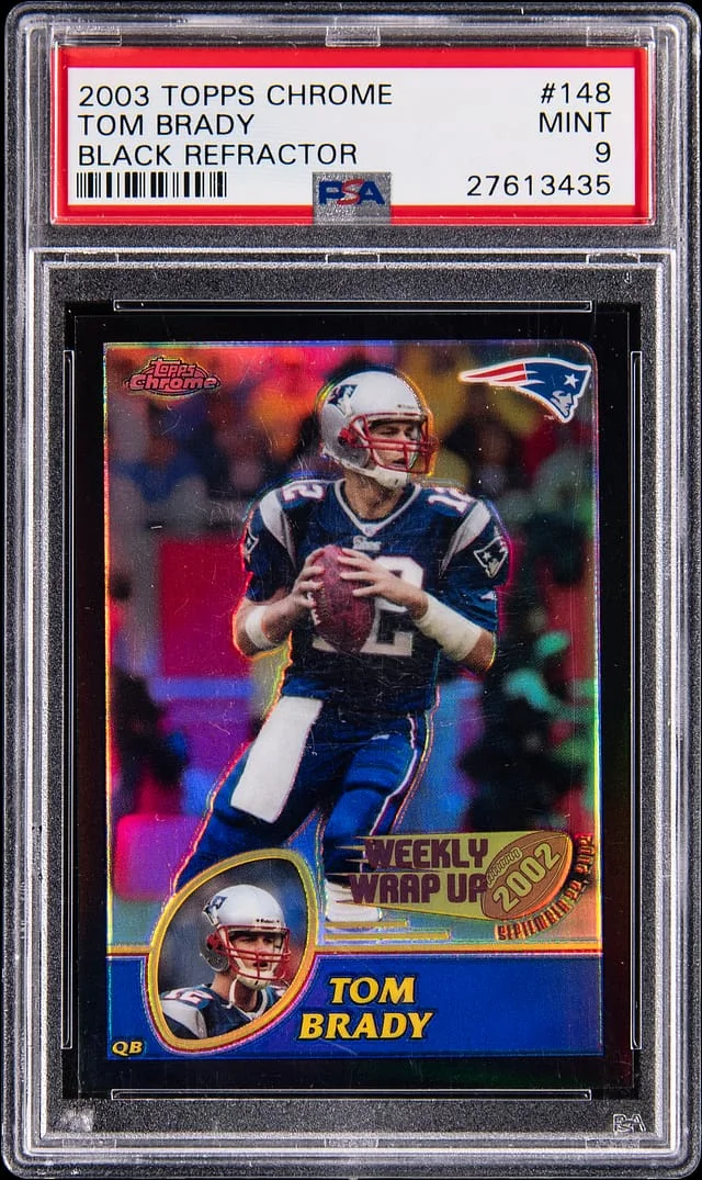 2003 Topps Chrome Black Tom Brady Refractor #148 card image